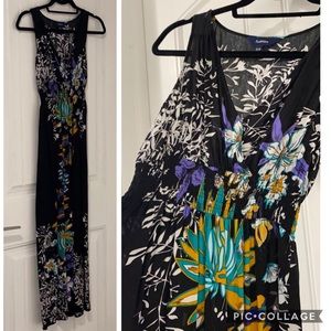 SOLD Black Sleeveless Floral Maxi Dress, XS
